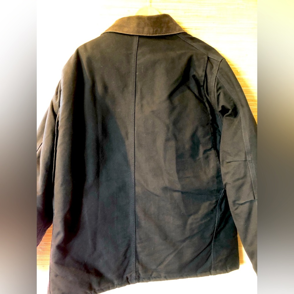 CARHARTT winter coat men’s sz 50T Blk canvas w/brown corduroy collar Looks new! - Picture 4 of 5